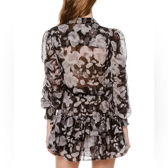 MISA Los Angeles Adora Black Gray White Color Dress Size M - Picture 2 of 3